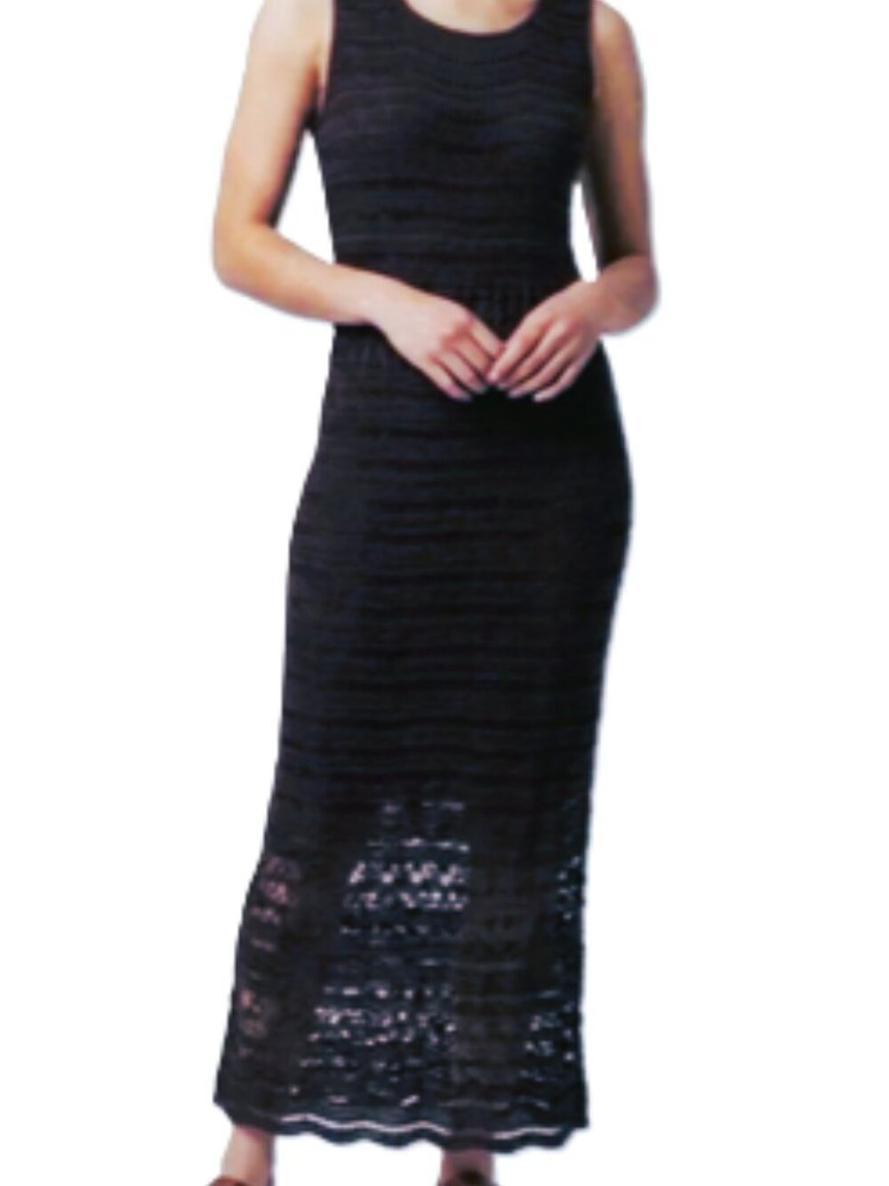 Chico's Design Vintage Black Crochet Lined Dress size 2